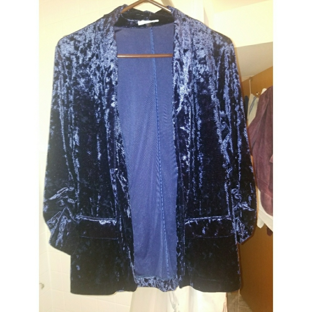 Blue Crushed Velvet Dressy Jacket
